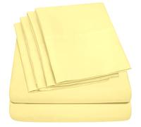 Sweet Home Collection Parure de lit 6 pièces en Microfibre Fine de 1500 Fils au Pouce carré avec Poches Profondes - Taies d'oreiller supplémentaires pour lit Simple XL, Jaune pâle, 4