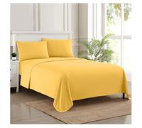Sweet Home Collection Parure de lit de Luxe avec Drap Plat, Drap-Housse, 2 taies d'oreiller, Find en Microfibre brossée Double, Jaune, lit Simple XL