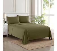 Sweet Home Collection Parure de lit de Luxe avec Drap Plat, Drap-Housse, 2 taies d'oreiller, Microfibre, Olive, Grand lit
