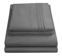 Sweet Home Collection Parure de lit de Luxe avec Drap Plat, Drap-Housse, 2 taies d'oreiller, Microfibre, Gris, King Size