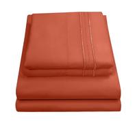 Sweet Home Collection Parure de lit de Luxe avec Drap Plat, Drap-Housse, 2 taies d'oreiller, Microfibre, Rouille, Grand lit