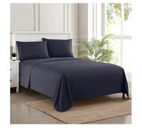 Sweet Home Collection Parure de lit de Luxe avec Drap Plat, Drap-Housse, 2 taies d'oreiller, Microfibre, Bleu Marine, lit jumeau