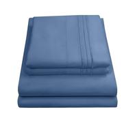 Sweet Home Collection Parure de lit de Luxe avec Drap Plat, Drap-Housse, 2 taies d'oreiller, Microfibre, Denim, Grand lit