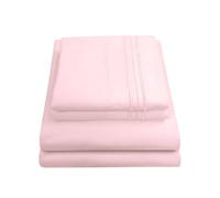Sweet Home Collection Parure de lit de Luxe avec Drap Plat, Drap-Housse, 2 taies d'oreiller, Microfibre brossée Double, Rose pâle, King Size