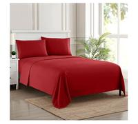 Sweet Home Collection Parure de lit de Luxe en Microfibre avec Drap Plat, Drap-Housse, 2 taies d'oreiller, Rouge, pour très Grand lit californien