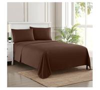 Sweet Home Collection Parure de lit de Luxe en Microfibre avec Drap Plat, Drap-Housse, 2 taies d'oreiller, Marron, Grand lit, 234 x 259 cm / 152 x 203 cm + 36 cm / 51 x 76 cm