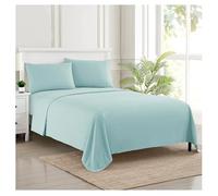 Sweet Home Collection Parure de lit de Luxe en Microfibre avec Drap Plat, Drap-Housse, 2 taies d'oreiller, Bleu Clair, Grand lit