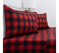 Sweet Home Collection Parure de lit de Luxe en Microfibre brossée hypoallergénique de qualité égyptienne 1800 Fils avec Drap Plat, Drap-Housse, 2 taies d'oreiller, Motif à Carreaux de Buffle Bordeaux