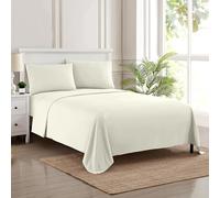 Sweet Home Collection Parure de lit en Microfibre brossée Douce de qualité égyptienne 1800 Fils avec Drap Plat, Drap-Housse, 2 taies d'oreiller, lit jumeau, Ivoire