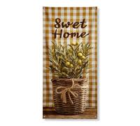 Sweet Home - Couvre-porte décoratif - Plantes d'olivier rustiques - Décoration d'intérieur et d'extérieur - 91,4 x 183 cm