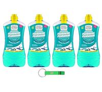 Sweet Home Detersivo Pavimenti Ocean Paradise Lot de 4 nettoyants pour sols - Nettoie en profondeur et fait briller les sols - 1 l - Porte-clés Beni Culinari