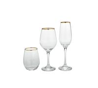 SWEET HOME Ensemble de 18 verres en verre transparent avec bordure dorée cod.BC02830AU by Varotto & Co.