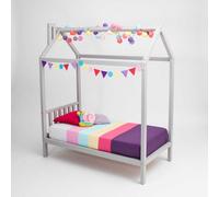 Sweet Home From Wood Cadre de lit ado, Bed Fame en pin Massif, Lit cabane sur Pieds (Gris, 190x135cm)