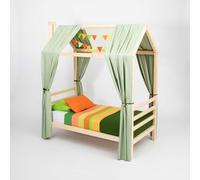 Sweet Home From Wood Lit Montessori cabane, Lit cabane Enfant Bois, Lit Junior avec barrières (Bois de Bouleau, 200x140cm)