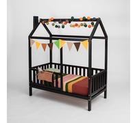 Sweet Home From Wood Lit Montessori, lit cabane pour Tout-Petit, lit cabane pour Enfants (Noir, 190x135cm)