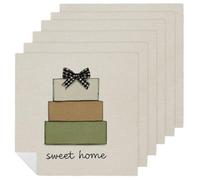 Sweet Home Lot de 6 serviettes de table carrées réutilisables et lavables en polyester pour dîner de fête Noir et blanc
