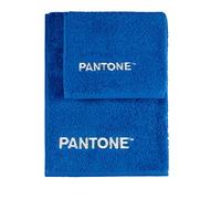 SWEET HOME Pantone™ Lot de serviettes 1 + 1 composé par invité 40 x 50 cm + visage 50 x 100 cm avec broderie Pantone™, certifié Oeko Tex, bleu