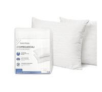 Sweet Home - Taie Oreiller 50x80 cm, Lot de 2 en Jersey et Coton Antibactérien, Housse de Coussin Lavable et Respirant Certifié OekoTex, Taies d'Oreillers Pratiques avec Fermeture à Glissière, Blanc