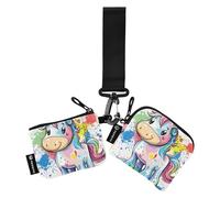 Sweet Horse Lot de 2 porte-monnaie pour femme et homme avec poche zippée, multicolore, 4.13"(L) x 3.5"(W), Accessoire de voyage