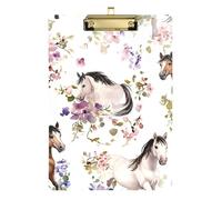 Sweet Horse Porte-bloc de poche en acrylique avec fleur blanche pour infirmières et infirmières de police Taille 9 x 12,5 cm