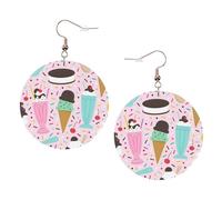 Sweet Ice Cream Boucles d'oreilles rondes en cuir Couleur Saint-Valentin Festival Activités Mode Femme, taille unique, Simili cuir