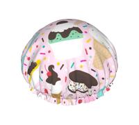 Sweet Ice Cream Print Bonnet de douche Essentials pour femme, grande bande élastique lavable