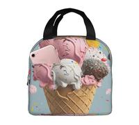 Sweet Ice Cream Sac à déjeuner isotherme portable avec doublure en feuille d'aluminium, grand refroidisseur thermique en tissu Oxford