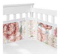 Sweet Jojo Designs + BreathableBaby Doublure de berceau en maille respirante anti-chocs pour bébé Motif floral Rose pâle