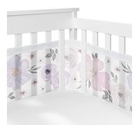 Sweet Jojo Designs + BreathableBaby Doublure de berceau en maille respirante pour bébé fille Motif floral Lavande Violet