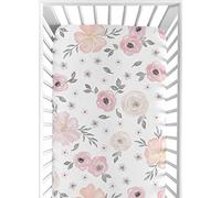 Sweet Jojo Designs Drap-housse pour lit bébé ou enfant Motif floral Rose, gris et blanc