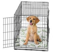 Sweet Jojo Designs Housse de cage pour chien de taille moyenne 91,4 cm (feuille florale verte bohème) pour animal domestique, tapis de niche pour dessous de cage (sauge, neutre, bohème, aquarelle