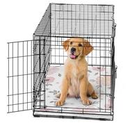 Sweet Jojo Designs Housse de cage pour chien de taille moyenne 91,4 cm (motif floral rose pâle) pour animal domestique, tapis de niche pour dessous de panier (gris, bohème, ferme, shabby chic, rose