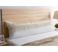 Sweet JoJo Designs Housse de Coussin décorative bohème bohème avec Pampilles en macramé Ivoire pour canapé, Longue Housse de Coussin avec Fermeture éclair, 137 x 50 cm, Blanc cassé, Beige cassé et