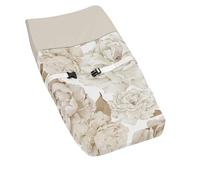 Sweet Jojo Designs Housse de matelas à langer taupe beige bohème shabby chic floral fille - Tapis à langer pour nouveau-né - Tan Ivoire Bohème Vintage Jardin Aquarelle Fleur Nature Élégant