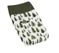 Sweet Jojo Designs Housse de matelas à langer unisexe vert sauge forêt garçon fille unisexe pour bébé nouveau-né nouveau-né tapis à langer feuille thème forêt nature pin chasseur abstrait aquarelle