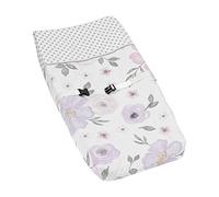 Sweet Jojo Designs Housse pour matelas à langer Motif aquarelle Violet rose, gris et blanc