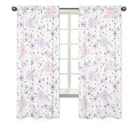 Sweet Jojo Designs Lot de 2 panneaux de traitement de fenêtre pour aquarelle Motif fleurs de rose