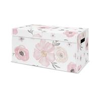 Sweet Jojo Designs Petite poubelle en tissu rose et gris pour chambre d'enfant ou chambre d'enfant - Pour aquarelle florale