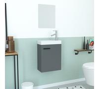Ensemble Meuble Lave Mains Gris 41x50x22cm + Miroir - SMALLY GREY