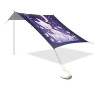 Sweet Lavender Blush Fox Tente de plage et auvent UPF50+ facile à installer avec pelle à sable, sacs de sable, poteaux de stabilité pour camping, pique-niques, arrière-cour