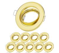 Sweet Led Lot de 10 spots encastrables GU10 en métal - Cadre de montage doré 230 V avec douilles GU 10 - Spot de plafond orientable - Spot encastrable pour LED ou halogène - Spot rond