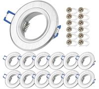 Sweet Led Lot de 12 spots encastrables en aluminium brossé - Cadre de montage orientable - Diamètre du trou : 68 mm - Avec douille GU10