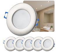 Sweet Led, Lot de 5 Spots Encastrables Salle de Bain Ultra-plats, 230V 6,5W 530 Lumens, Blanc Chaud, Diamètre de Perçage Ø68mm, IP44 Spots Encastrés pour Salle de Bain, Plafonnier Encastrable