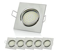 Sweet Led Lot de 6 Spots Encastrables LED Design Plat | 3.5W | 230V | Look Inox | Rond - Carré | Orientable Spots Encastrés Luminaires Encastrés LED (Carré-Blanc Chaud)
