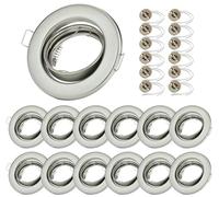 Sweet Led Spot encastrable GU10 230V - Lot de 12 spots orientables Ø68mm - Chrome brossé - Spot de plafond sans ampoule - Cadre de montage avec douilles GU10