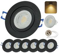 Sweet Led spot encastrable IP44 pour salle de bain avec GU10 Led spots encastrables 7W blanc chaud 3000K plafonnier en aluminium noir brossé avec fermeture à clic spots de plafond 6x noir 7 watts