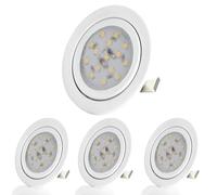 Sweet Led® Spot Encastrable LED Ultra Plat Design pour Meubles | 230V | (Pack de 4 - Cadre Blanc - Blanc Chaud)