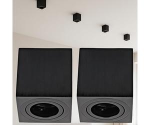 Sweet Led Spot GU10 Saillie Orientable Plafonnier Carré Aluminium, Noir brossé Ø80-84mm Eclairage Salon et Chambre avec Douille GU10, Compatible LED et Halogène Spots 2 pcs