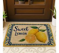 Sweet Lemon Paillasson jaune citron pour entrée extérieure et intérieure, décoration saisonnière, paillasson antidérapant et absorbant la poussière, entretien facile, 73,6 x 43,2 cm