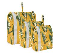 Sweet Lily Of The Valley Flower Gold Lot de 3 sacs de rangement pliables pour placard de voyage